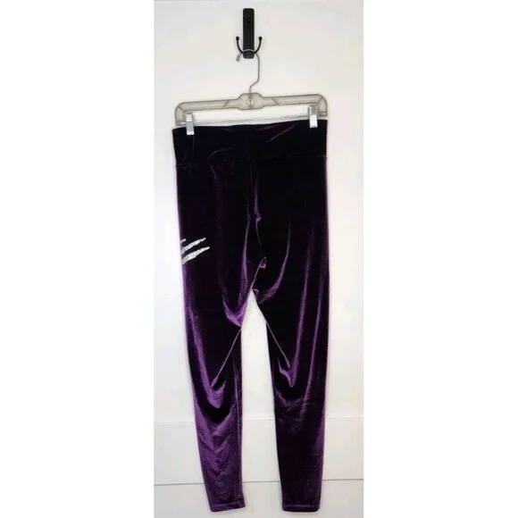 Size XL Plein Sport Purple Ex Boyfriend Velvet Leggings Rhinestone Bling - Picture 2 of 6
